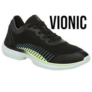 Vionic Black Knit Sneaker Orthoheel Technology, Shock Absorbing Midsole New